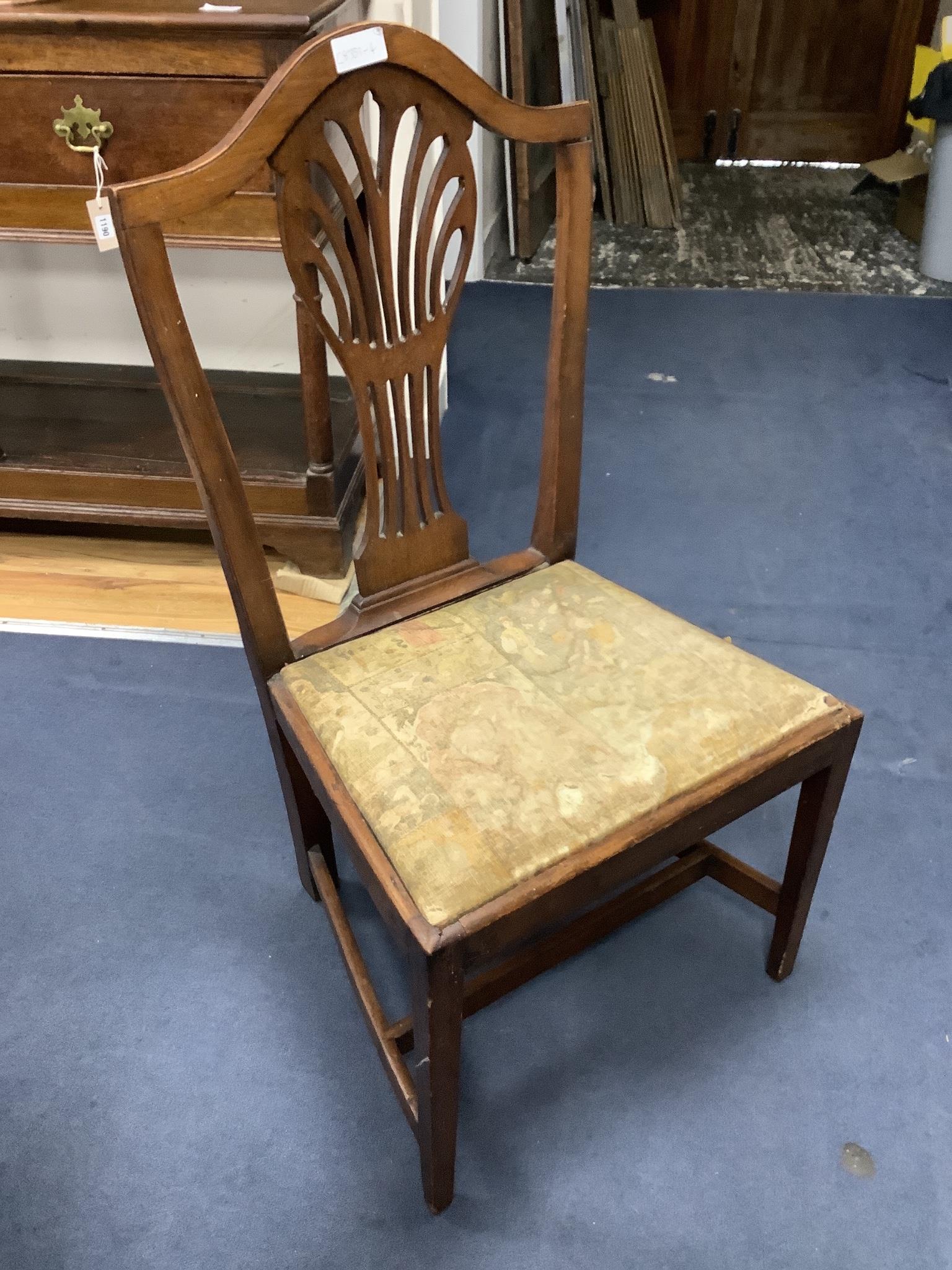 A Georgian mahogany elbow chair and three other single chairs (4)